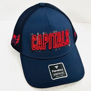 Washington Capitals Fanatics Deke‎ Hat Cap Stretch Flex M/L Blue NHL Hockey